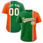 Custom Kelly Green Orange-White Personalized Color Block Authentic Baseball jersey