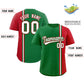 Custom Kelly Green Red-White Personalized Color Block Authentic Baseball Jersey Limited