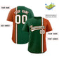 Custom Green Texas Orange-White Personalized Color Block Authentic Baseball Jersey Limited