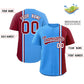 Custom Powder Blue Crimson-White Personalized Color Block Authentic Baseball Jersey Limited