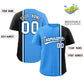 Custom Powder Blue Black-White Personalized Color Block Authentic Baseball Jersey Limited
