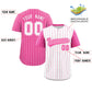 Custom White Pink Pinstripe Personalized Raglan Sleeves Authentic Baseball Jersey Limited