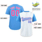 Custom White Powder Blue Pinstripe Personalized Raglan Sleeves Authentic Baseball Jersey Limited