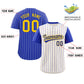 Custom Cream Royal Pinstripe Personalized Raglan Sleeves Authentic Baseball Jersey Limited