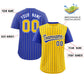 Custom Gold Royal Pinstripe Personalized Raglan Sleeves Authentic Baseball Jersey Limited
