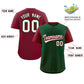 Custom Green Crimson Pinstripe Personalized Raglan Sleeves Authentic Baseball Jersey Limited