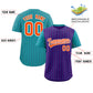 Custom Purple Aqua Pinstripe Personalized Raglan Sleeves Authentic Baseball Jersey Limited