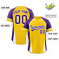 Custom Gold Purple-White Personalized Color Block Authentic Baseball Jersey Limited