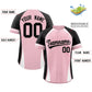 Custom Light Pink Black-White Personalized Color Block Authentic Baseball Jersey Limited