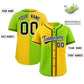 Custom Neon Green Gold Personalized Symmetrical Gradient Design Authentic Baseball Jersey Limited