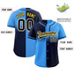 Custom Powder Blue Navy Personalized Symmetrical Gradient Design Authentic Baseball Jersey Limited
