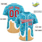 Custom Sky Blue Ice Cream Cone Graffiti Pattern Fashion Authentic Baseball Jersey Limited