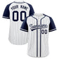 Custom White Navy Stripe Fashion Raglan Sleeves Authentic Baseball Jersey