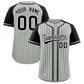 Custom Gray Black Stripe Fashion Raglan Sleeves Authentic Baseball Jersey
