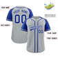 Custom Gray Royal Stripe Fashion Raglan Sleeves Authentic Baseball Jersey Limited