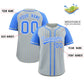 Custom Gray Powder Blue Stripe Fashion Raglan Sleeves Authentic Baseball Jersey Limited