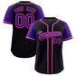Custom Black Purple Stripe Fashion Raglan Sleeves Authentic Baseball Jersey