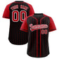 Custom Black Red Stripe Fashion Raglan Sleeves Authentic Baseball Jersey