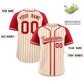 Custom Cream Red Stripe Fashion Raglan Sleeves Authentic Baseball Jersey Limited