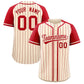 Custom Cream Red Stripe Fashion Raglan Sleeves Authentic Baseball Jersey