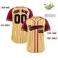 Custom Khaki Crimson Stripe Fashion Raglan Sleeves Authentic Baseball Jersey Limited