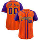 Custom Orange Purple Stripe Fashion Raglan Sleeves Authentic Baseball Jersey