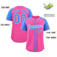 Custom Pink Powder Blue Stripe Fashion Raglan Sleeves Authentic Baseball Jersey Limited