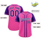 Custom Pink Purple Stripe Fashion Raglan Sleeves Authentic Baseball Jersey Limited