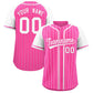 Custom Pink White Stripe Fashion Raglan Sleeves Authentic Baseball Jersey