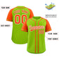 Custom Neon Green Orange Stripe Fashion Raglan Sleeves Authentic Baseball Jersey Limited
