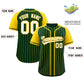 Custom Green Gold Stripe Fashion Raglan Sleeves Authentic Baseball Jersey Limited