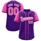 Custom Purple Pink Stripe Fashion Raglan Sleeves Authentic Baseball Jersey