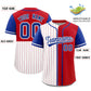 Custom White Red and Royal Pinstripe Personalized Raglan Sleeves Authentic Baseball Jersey Limited