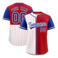 Custom White Red and Royal Pinstripe Personalized Raglan Sleeves Authentic Baseball Jersey