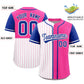 Custom White Pink and Royal Pinstripe Personalized Raglan Sleeves Authentic Baseball Jersey Limited