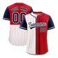 Custom White Red and Navy Pinstripe Personalized Raglan Sleeves Authentic Baseball Jersey