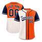 Custom White Orange and Navy Pinstripe Personalized Raglan Sleeves Authentic Baseball Jersey