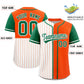 Custom White Orange and Kelly Green Pinstripe Personalized Raglan Sleeves Authentic Baseball Jersey Limited