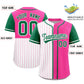 Custom White Pink and Kelly Green Pinstripe Personalized Raglan Sleeves Authentic Baseball Jersey Limited