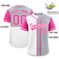 Custom White Gray and Pink Pinstripe Personalized Raglan Sleeves Authentic Baseball Jersey Limited