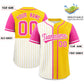 Custom White Gold and Pink Pinstripe Personalized Raglan Sleeves Authentic Baseball Jersey Limited