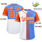 Custom White Powder Blue and Orange Pinstripe Personalized Raglan Sleeves Authentic Baseball Jersey Limited