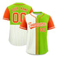 Custom White Neon Green and Orange Pinstripe Personalized Raglan Sleeves Authentic Baseball Jersey