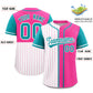 Custom White Pink and Aqua Pinstripe Personalized Raglan Sleeves Authentic Baseball Jersey Limited