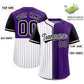 Custom White Purple and Black Pinstripe Personalized Raglan Sleeves Authentic Baseball Jersey Limited