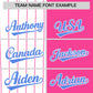 Custom White Pink and Powder Blue Pinstripe Personalized Raglan Sleeves Authentic Baseball Jersey Limited