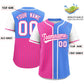 Custom Pink Powder Blue and White Pinstripe Personalized Raglan Sleeves Authentic Baseball Jersey Limited