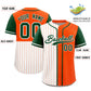 Custom White Orange and Green Pinstripe Personalized Raglan Sleeves Authentic Baseball Jersey Limited