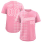 Custom Light Pink Rhombus Design Authentic Baseball Jersey