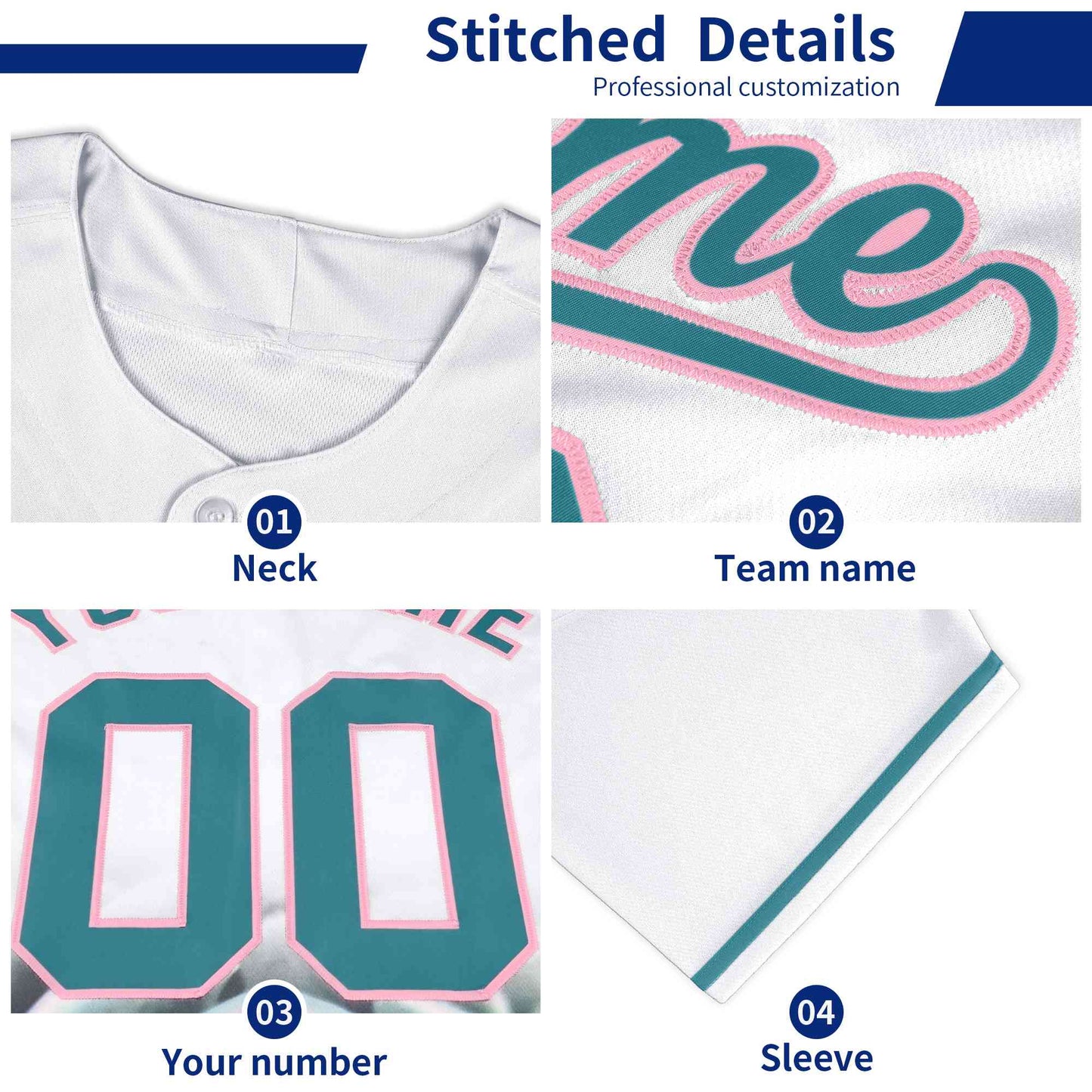 Custom Pink White Color Block Personalized Side Dotted Line Authentic Baseball Jersey Limited